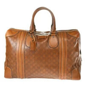 Gucci Guccissima Boston Bag Handbag GG Brown Leather